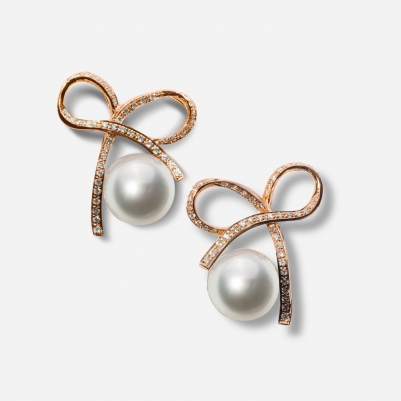 Ribbon White Pearl in Rose Gold